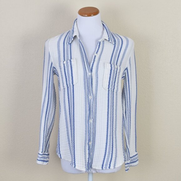 Nili Lotan Tops - Nili Lotan Kaya Blue Stripe Gauze Button Front Shirt - M